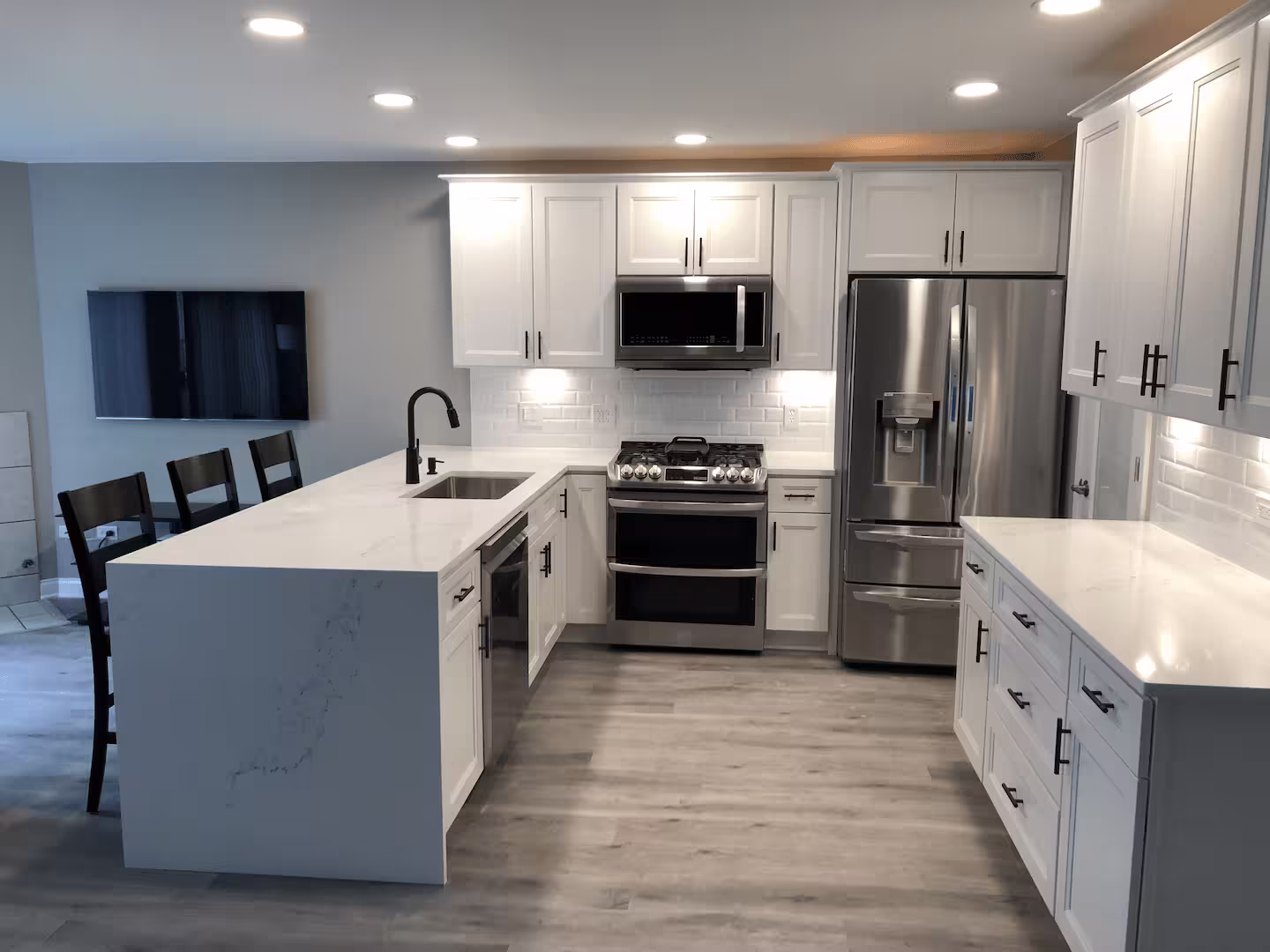 Remodeled kitchen with custom cabinetry